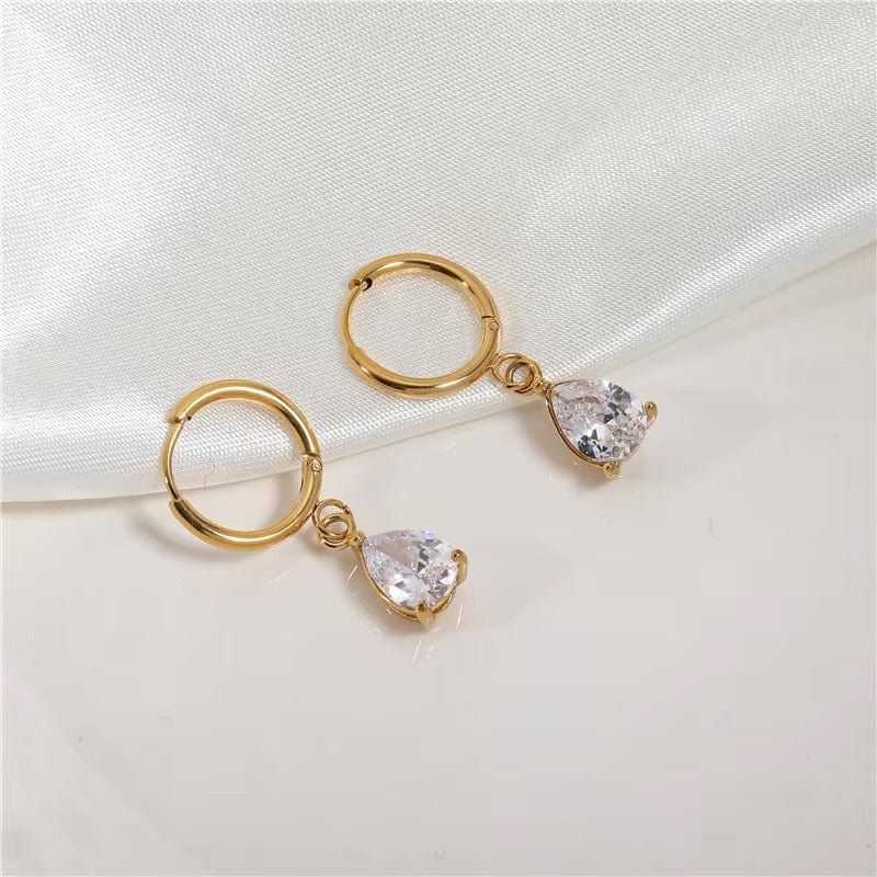 Vandfaste Creoler Med Zirkonia Vedhæng - Uniq Perler - 113839