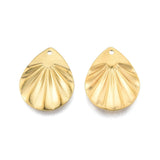 Vandfaste Dråbe Vedhæng Med Mønster, Forgyldt Stål, 22x17x1mm, (2 stk.) - Uniq Perler - 113461