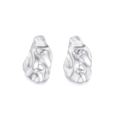 Vandfaste Dråbe Vedhæng Med Mønster, Stål, 30x17mm. 2 stk - Uniq Perler - 4441359