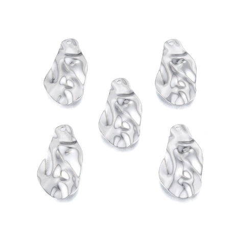 Vandfaste Dråbe Vedhæng Med Mønster, Stål, 30x17mm. 2 stk - Uniq Perler - 4441359