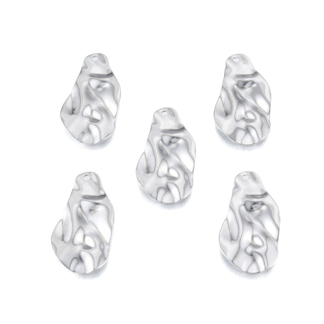 Vandfaste Dråbe Vedhæng Med Mønster, Stål, 30x17mm. 2 stk - Uniq Perler - 4441359