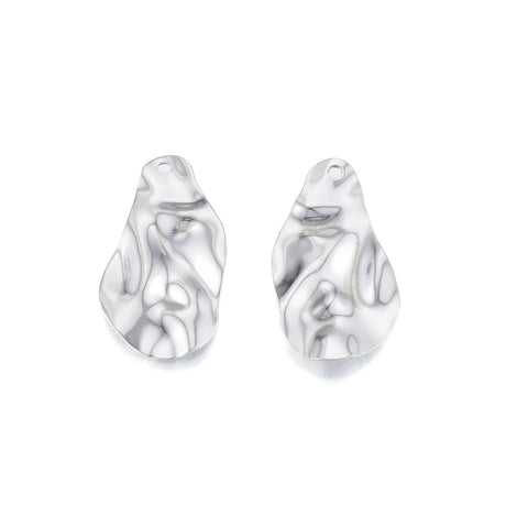 Vandfaste Dråbe Vedhæng Med Mønster, Stål, 30x17mm. 2 stk - Uniq Perler - 4441359