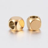 Vandfaste Firkantet Kube Perler, Forgyldt Stål, 3x3x3mm, 10 stk. - Uniq Perler - 113465