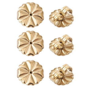 Vandfaste Flower Bagstoppere - Forgyldt Stål (10x5,5mm), 3 par - Uniq Perler - 113468