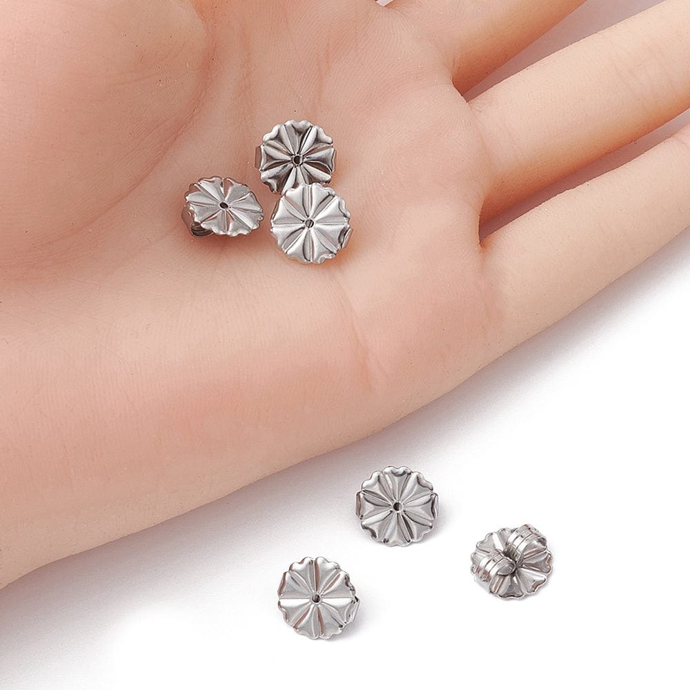 Vandfaste Flower Bagstoppere - Stål (10x5,5mm), 3 par - Uniq Perler - 113469