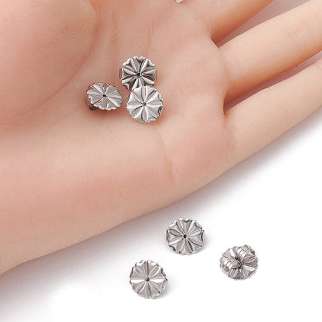 Vandfaste Flower Bagstoppere - Stål (10x5,5mm), 3 par - Uniq Perler - 113469