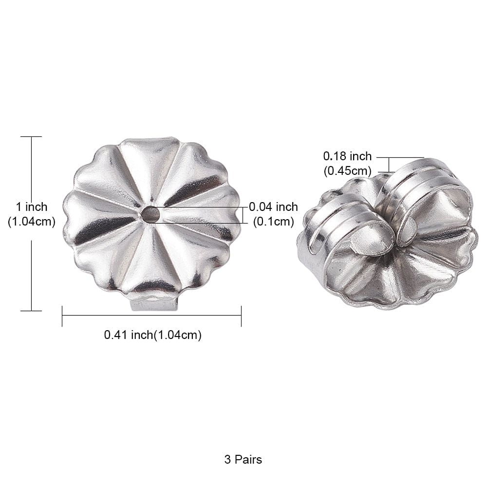 Vandfaste Flower Bagstoppere - Stål (10x5,5mm), 3 par - Uniq Perler - 113469