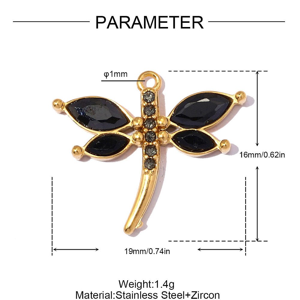 Vandfaste Guldsmede Vedhæng Med Zirkonia – 18K Forgyldt Stål, Sort (19x16mm) - Uniq Perler - 118979