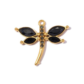Vandfaste Guldsmede Vedhæng Med Zirkonia – 18K Forgyldt Stål, Sort (19x16mm) - Uniq Perler - 118979
