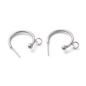 Water-resistant Half Hoop Earrings – Steel (19x16x3mm) - Uniq Perler - 