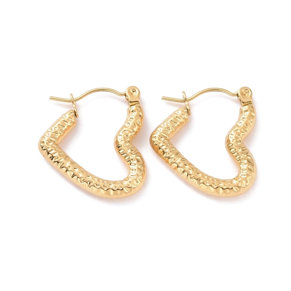 Vandfaste Hjerte Creoler – 18K Forgyldt Stål (20x18,5mm) - Uniq Perler - 114905