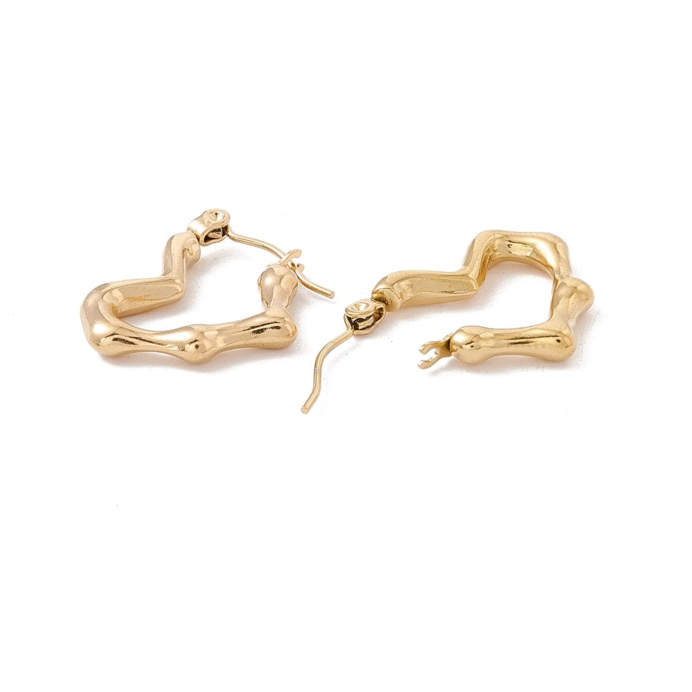 Vandfaste Hjerte Creoler – Forgyldt Stål (21.5x17.5x3mm) - Uniq Perler - 