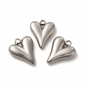 Water-resistant Heart Pendant, Steel, 15x12mm - Uniq Perler - 113479