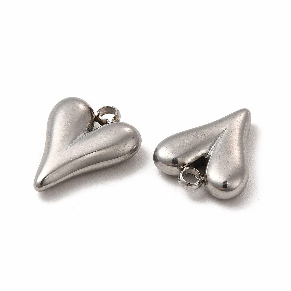 Vandfaste Hjerte Vedhæng, Stål, 15x12mm - Uniq Perler - 113479