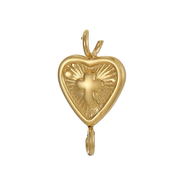 Vandfaste Hjerteformede Mellemled – 18K Forgyldt Stål (13x7mm) 1 stk. - Uniq Perler - 124074
