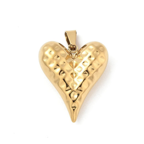 Vandfaste Hjerteformede Vedhæng – 18K Forgyldt Stål (27x23x9mm) 1 stk. - Uniq Perler - 124072