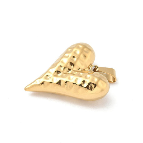 Vandfaste Hjerteformede Vedhæng – 18K Forgyldt Stål (27x23x9mm) 1 stk. - Uniq Perler - 124072