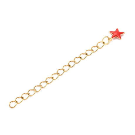 Vandfaste Kædeforlængere med Emalje Stjerne – Forgyldt Stål (61mm) 2 stk - Uniq Perler - 