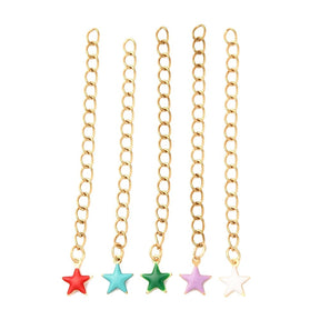 Water-resistant Chain Extenders with Enamel Star – Gold-plated Steel (61mm) 2 pcs - Uniq Perler - 