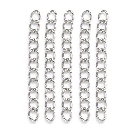 Vandfaste Kædeforlængere – Stål (47-53x3mm) 100 stk. - Uniq Perler - 124137