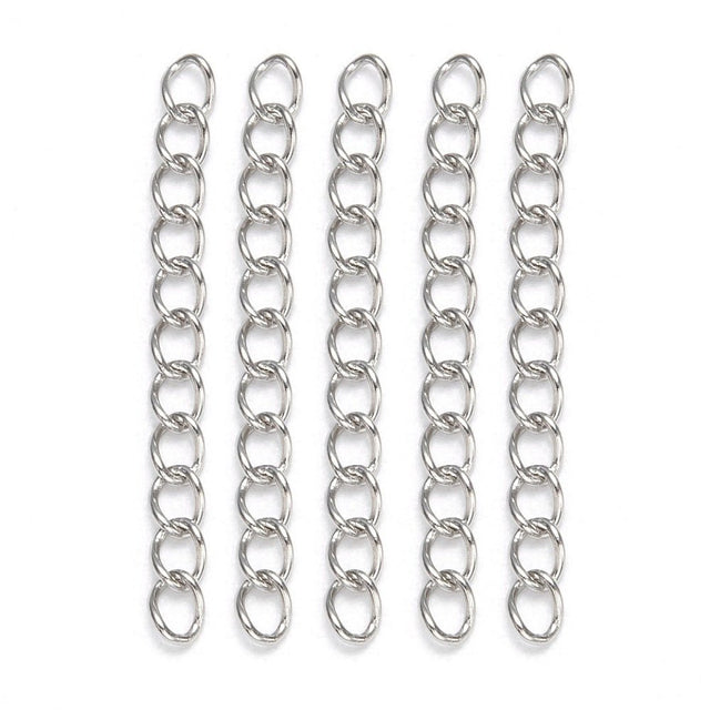 Vandfaste Kædeforlængere – Stål (47-53x3mm) 100 stk. - Uniq Perler - 124137