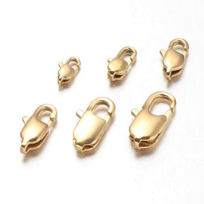 Water-resistant Lobster clasp – 18K Gold-plated (13x7mm, 6 pcs) - Uniq Perler - 113815