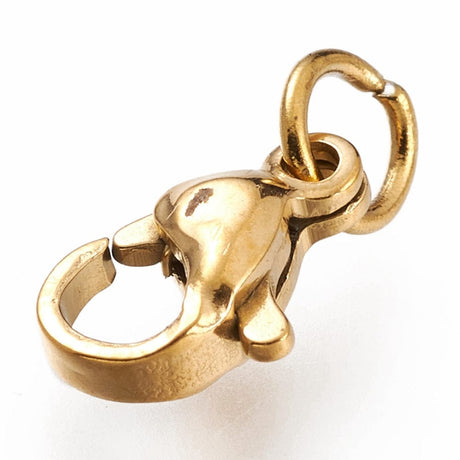 Vandfaste Karabinlåse Inkl. Øsken – Forgyldt Stål (10x7mm, 2 stk) - Uniq Perler - 99933