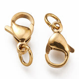 Vandfaste Karabinlåse Inkl. Øsken – Forgyldt Stål (11x7x3mm, 10 stk) - Uniq Perler - 113992