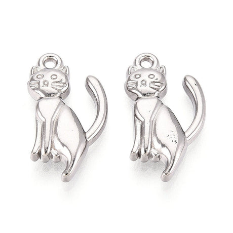 Vandfaste Katte Vedhæng – Stål (20.5x11.5x3.5mm) 2 stk - Uniq Perler - 