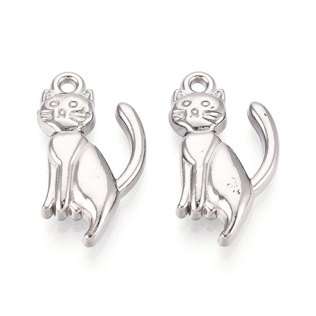 Vandfaste Katte Vedhæng – Stål (20.5x11.5x3.5mm) 2 stk - Uniq Perler - 