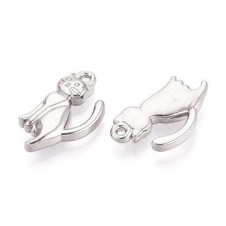 Vandfaste Katte Vedhæng – Stål (20.5x11.5x3.5mm) 2 stk - Uniq Perler - 