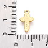 Vandfaste Kors Vedhæng – 18K Forgyldt Stål Med Rhinsten (16x9.5x2mm) - Uniq Perler - 118943