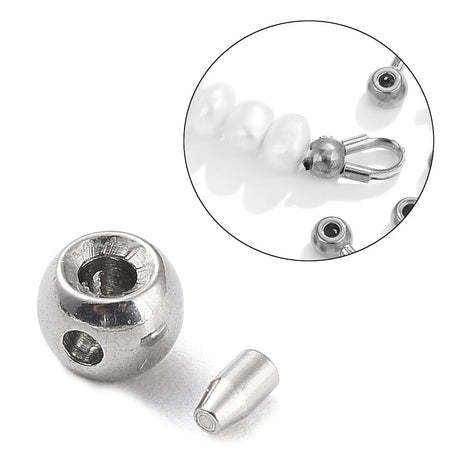 Vandfaste Låse Perler – Stål, 6 Stk - Uniq Perler - 111450
