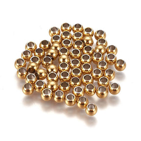 Vandfaste Mellemleds Perler – Rund, 18K Forgyldt Stål (4x3mm) 10 stk. - Uniq Perler - 123996