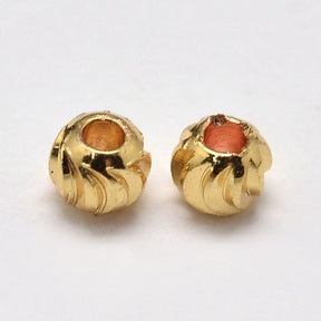 Water-resistant Brass Beads With Twisted Pattern, Gold-plated, (3x2mm) 20 pcs - Uniq Perler - 849840