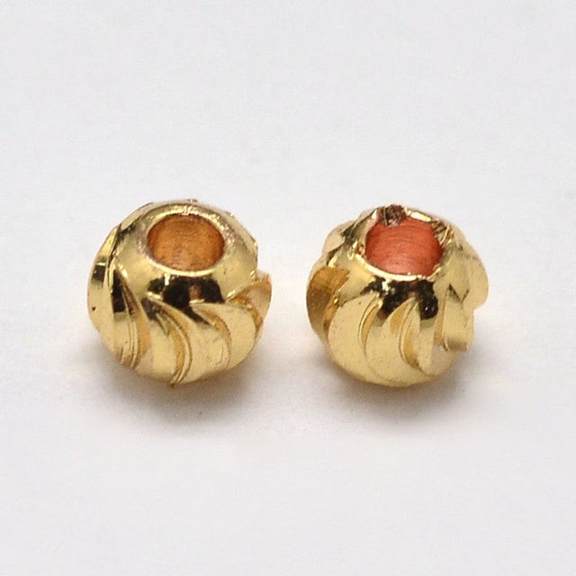 Vandfaste Messing Perler Med Tvistet Mønster, Forgyldt, (3x2mm) 20 stk - Uniq Perler - 849840