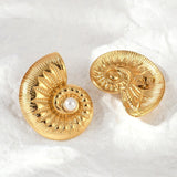 Vandfaste Muslinge Ørestikkere – 14K Forgyldt Stål (19,5x26mm) - Uniq Perler - 115852