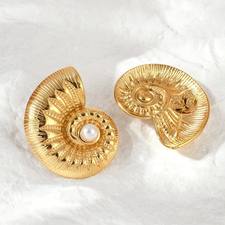 Vandfaste Muslinge Ørestikkere – 14K Forgyldt Stål (19,5x26mm) - Uniq Perler - 115852