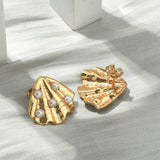 Wasserfeste Dingle-Ohrringe – 18K Vergoldet Stahl mit Perle (18.5x20.5mm)