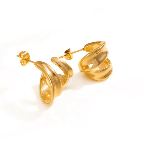 Vandfaste Øreringe i Kirurgisk Stål – Dobbelt Look Effekt - Uniq Perler - 754678