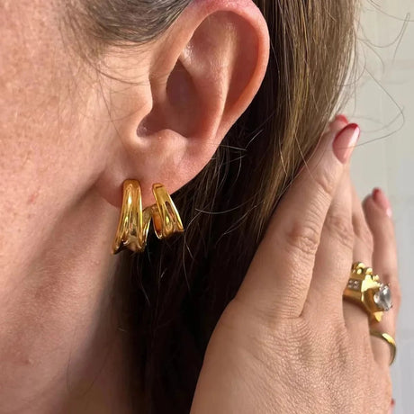 Vandfaste Øreringe i Kirurgisk Stål – Dobbelt Look Effekt - Uniq Perler - 754678