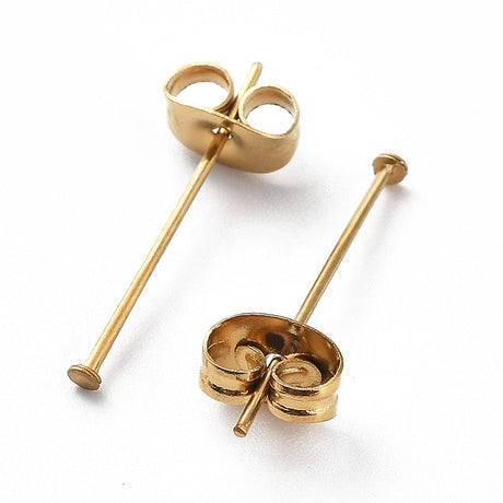 Vandfaste Ørestikkere - Forgyldt Stål (Til Topboret Perler) - Uniq Perler - 113834