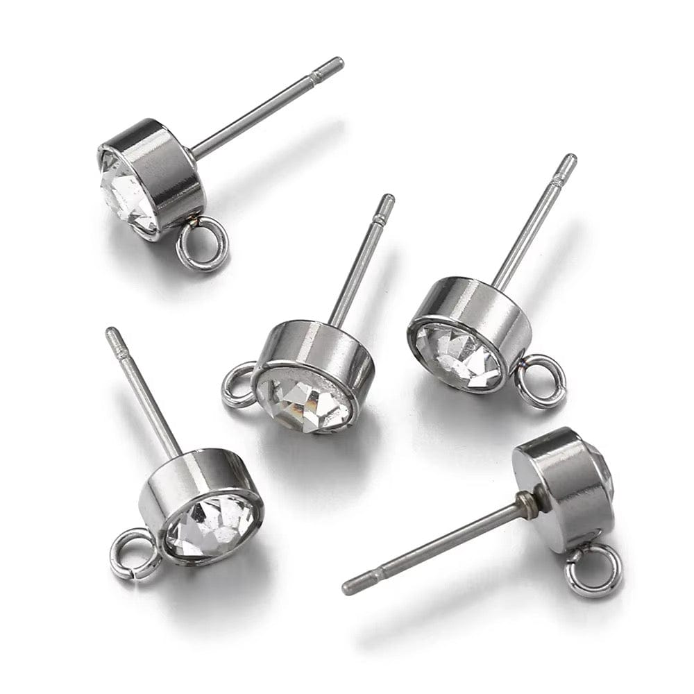 Vandfaste Ørestikkere Med Rhinsten, Stål, 4mm, 1 Par - Uniq Perler - 83578