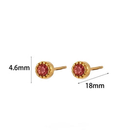 Wasserdichte Ohrstecker mit rubinfarbenen Zirkonia-Steinen - Uniq Perler - 115584