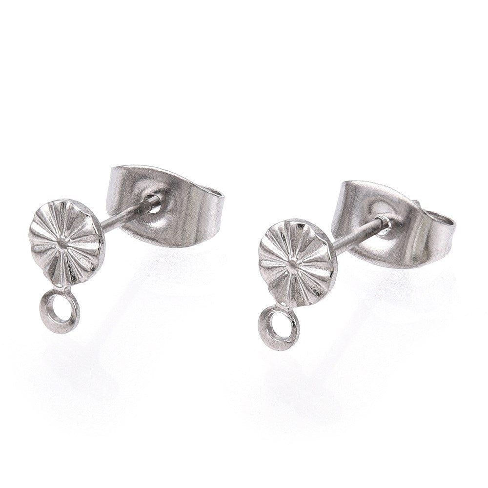 Water-resistant Ear studs With Structure - Steel (7x4.5mm) | Uniq Perler