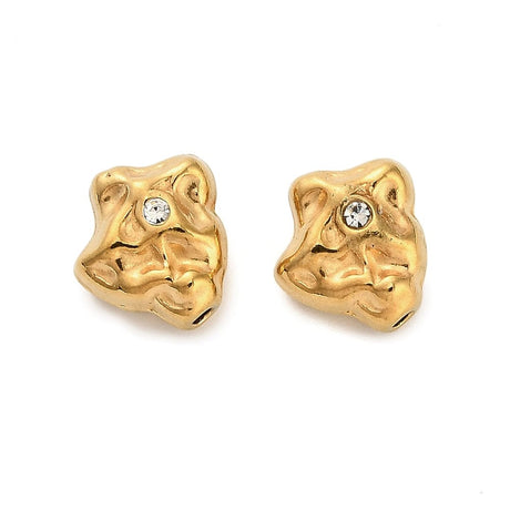 Vandfaste Organiske Stål Perler – 18K Forgyldt Stål (10x9x6mm) 2 stk. - Uniq Perler - 115042