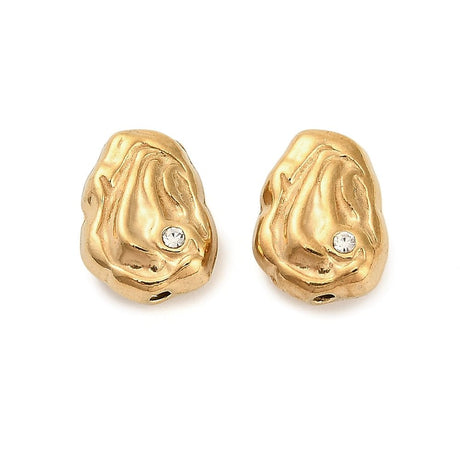 Vandfaste Organiske Stål Perler – 18K Forgyldt Stål (12,5x9,5x4,5mm) 2 stk. - Uniq Perler - 