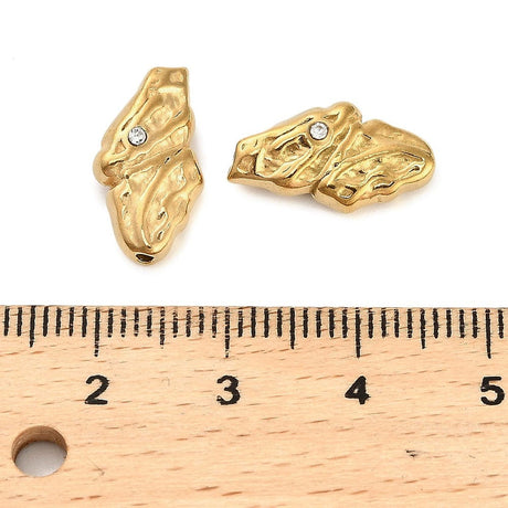 Vandfaste Organiske Stål Perler – 18K Forgyldt Stål (16x9x5mm) 2 stk. - Uniq Perler - 114608