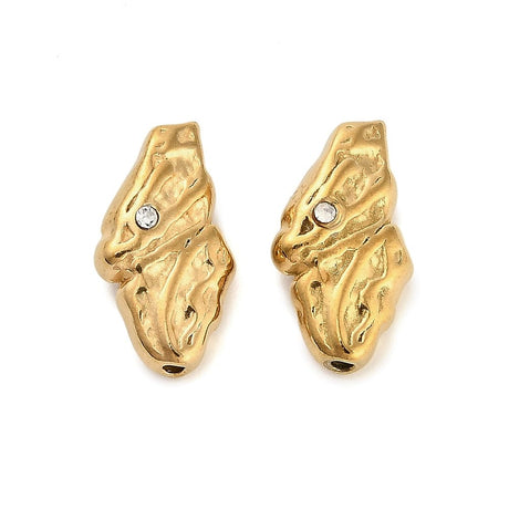 Vandfaste Organiske Stål Perler – 18K Forgyldt Stål (16x9x5mm) 2 stk. - Uniq Perler - 114608