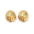 Water-resistant Organic Steel Beads – Oval, Rhinestone, 18K Gold-plated Steel (11x10mm) 2 pcs - Uniq Perler - 